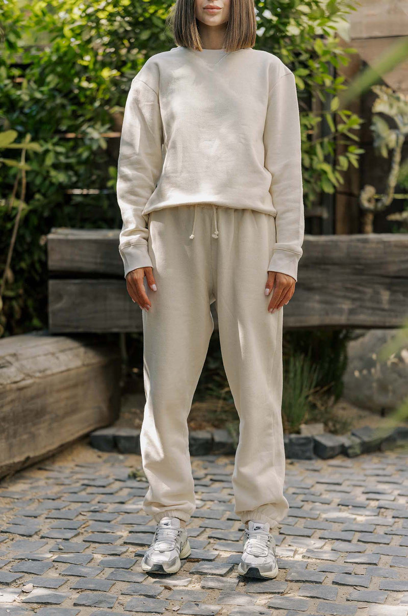 Women's Organic Heavyweight Fleece Sweatpants in Natural – Harvest
