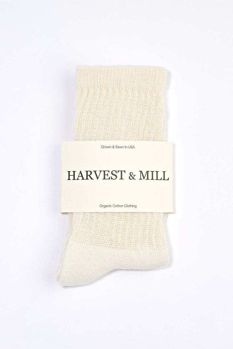 Men's Crew Socks | Durable Organic Cotton | Natural White | Size M | Made in USA | Vegan, Ethical Clothing
