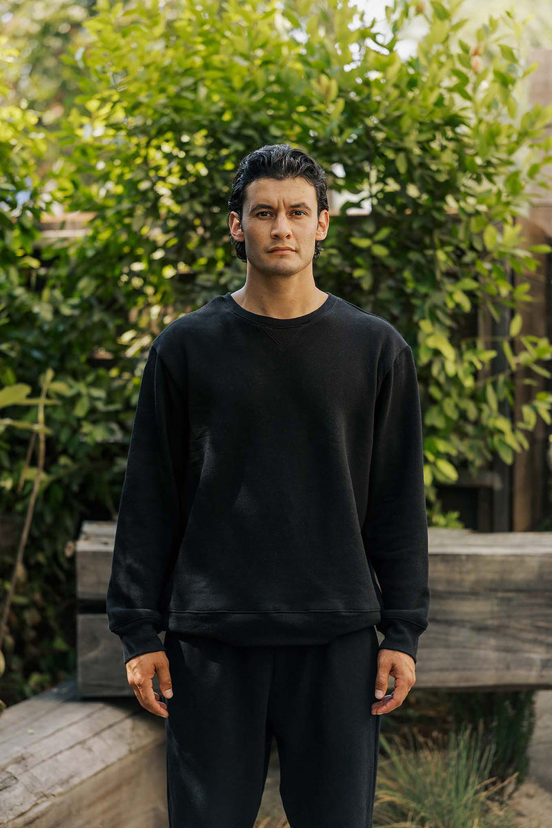 Men's Organic Heavyweight Crew Sweatshirt in Black