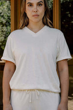 Women's Organic Unisex Style V-Neck Tee in Natural