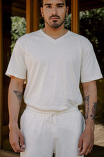 Men's Organic V-Neck Tee in Natural
