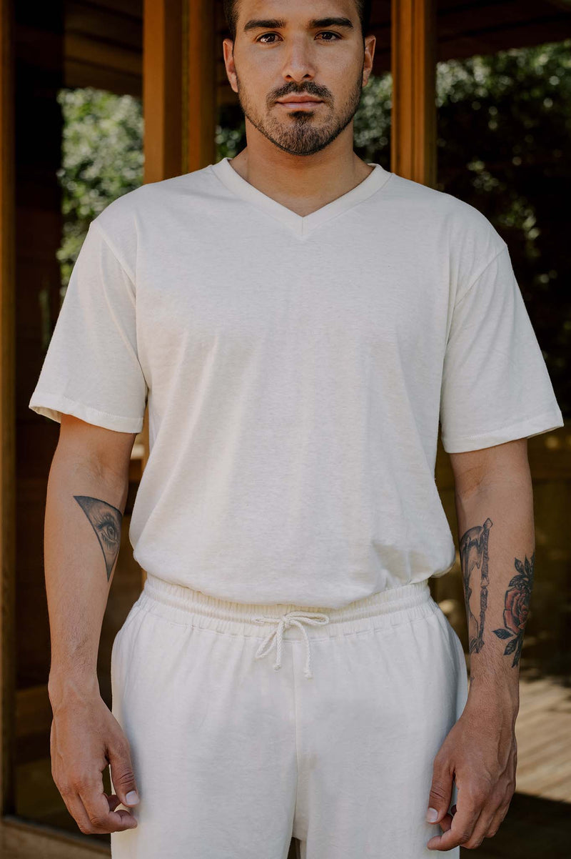 Men's Organic V-Neck Tee in Natural
