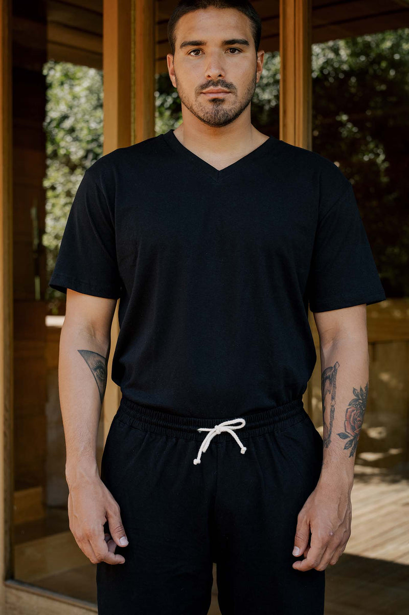Men's Organic V-Neck Tee in Black