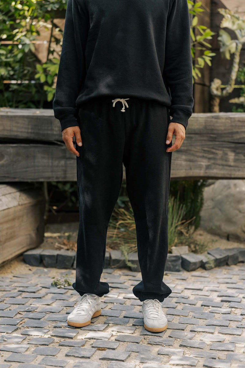 Men's Organic Heavyweight Fleece Sweatpants in Black