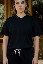 Women's Organic Unisex Style V-Neck Tee in Black
