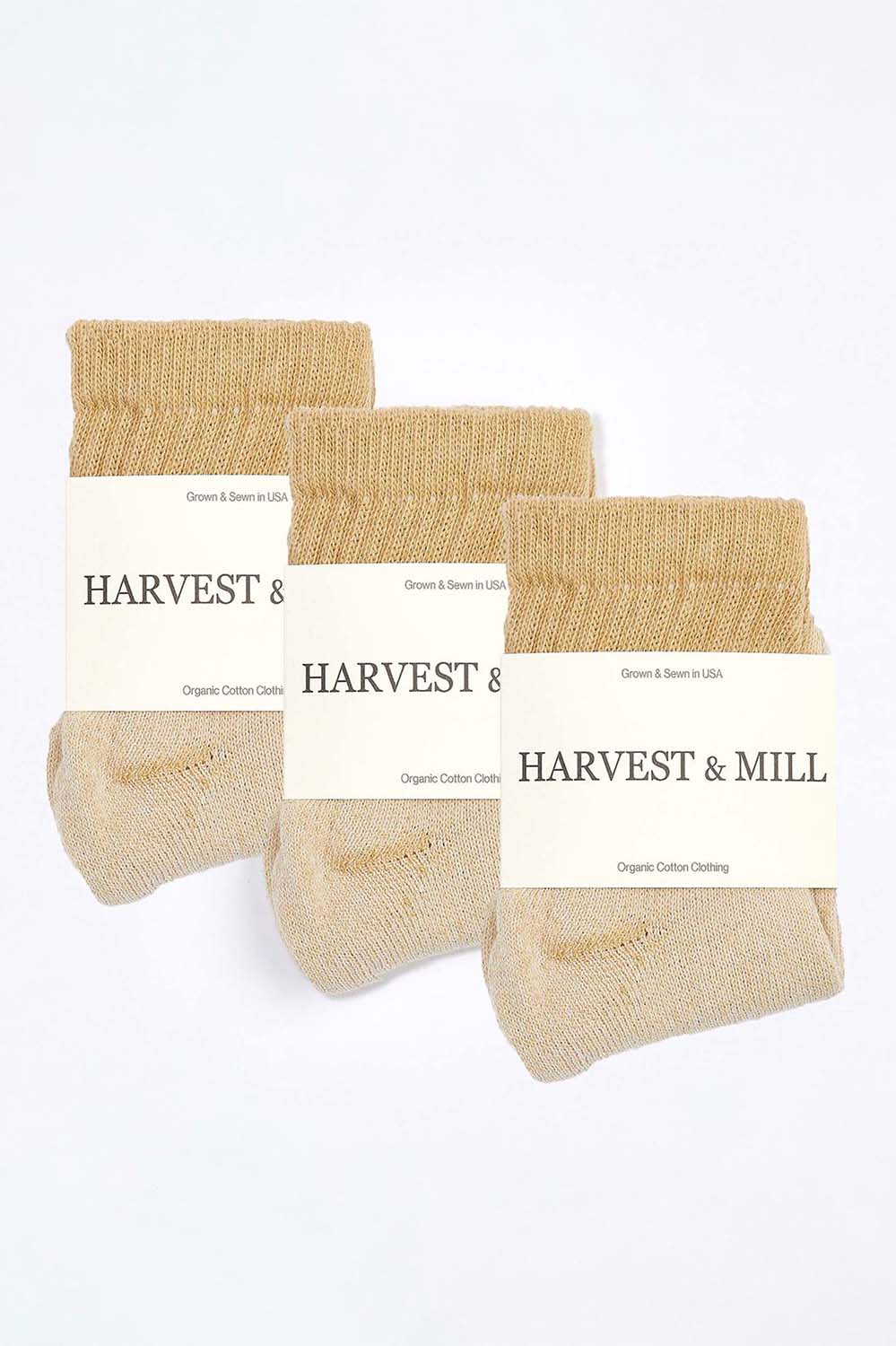 3 Pack Organic Cotton Socks Tan Ankle