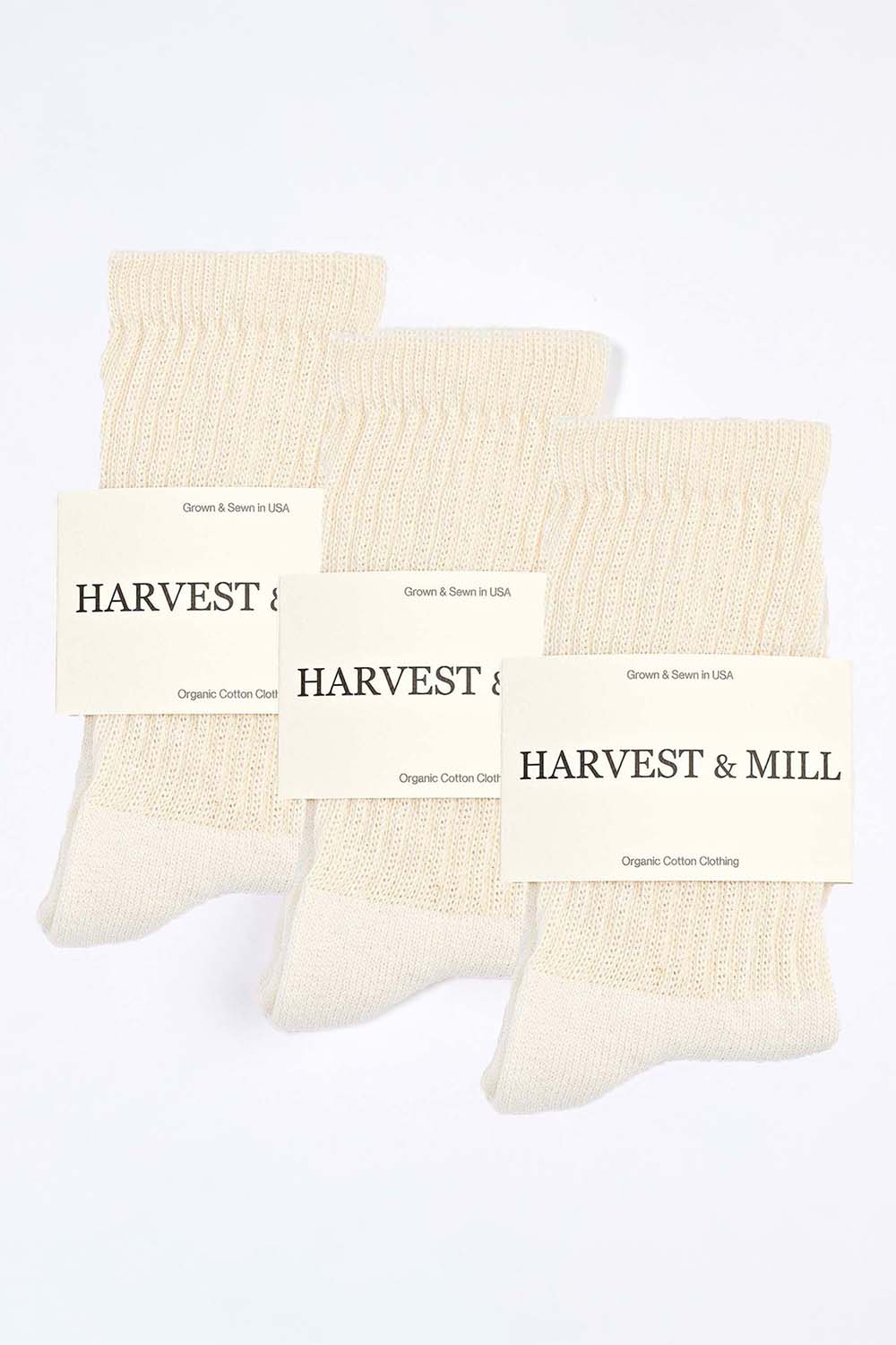 3 Pack Organic Cotton Socks Natural Crew