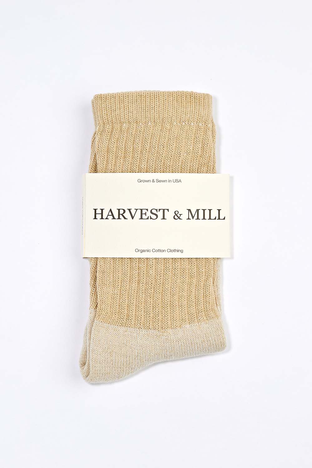 Women's Organic Cotton Socks Tan-Green Crew – Harvest & Mill