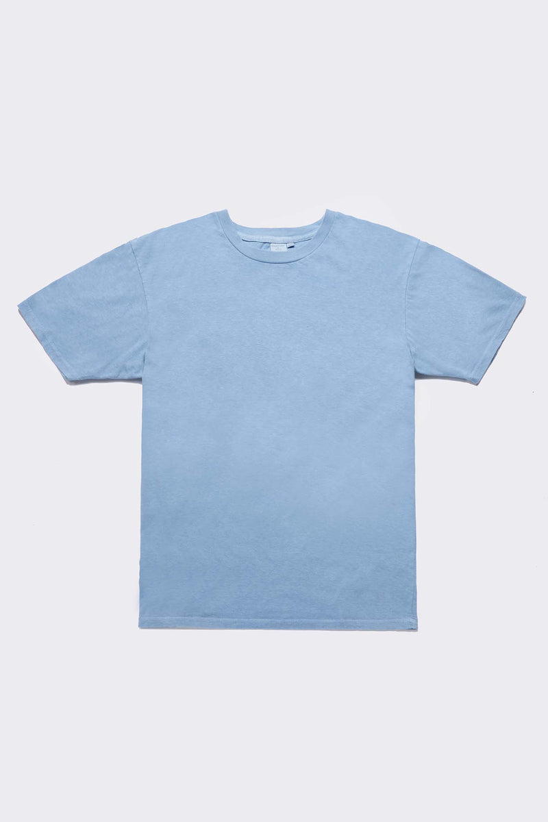 Indigo Dyed Light Blue Men's Organic Crew Tee